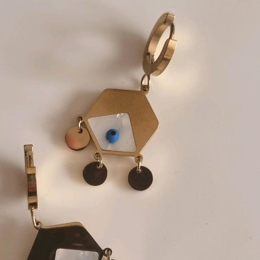 18k Gold Plated Evil Eye Huggie Hoop Earrings