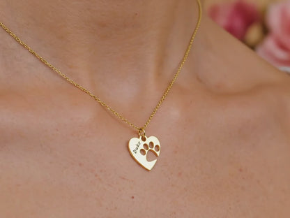Personalised Pet Name Necklace, Custom Heart Pet Name Pendant, Pet Memorial Gift