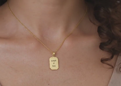 Personalised Necklace Engraved Rectangle Pendant Necklace, Custom Necklace Jewellery Gift