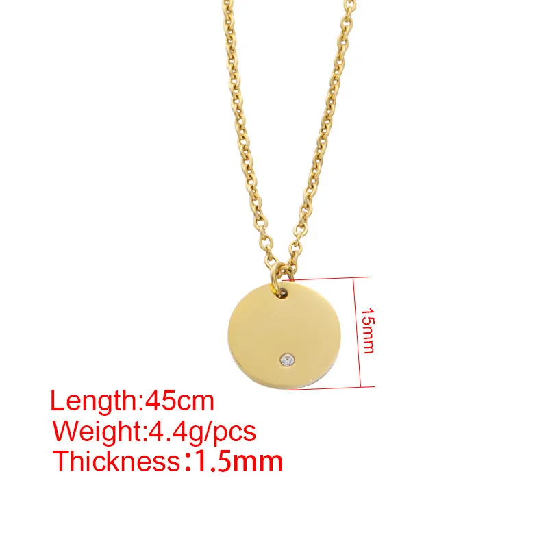 Personalised Zircon Disc Necklace, Engraved Round Diamond Pendant, Customised Gold Silver Necklace Gift for Her