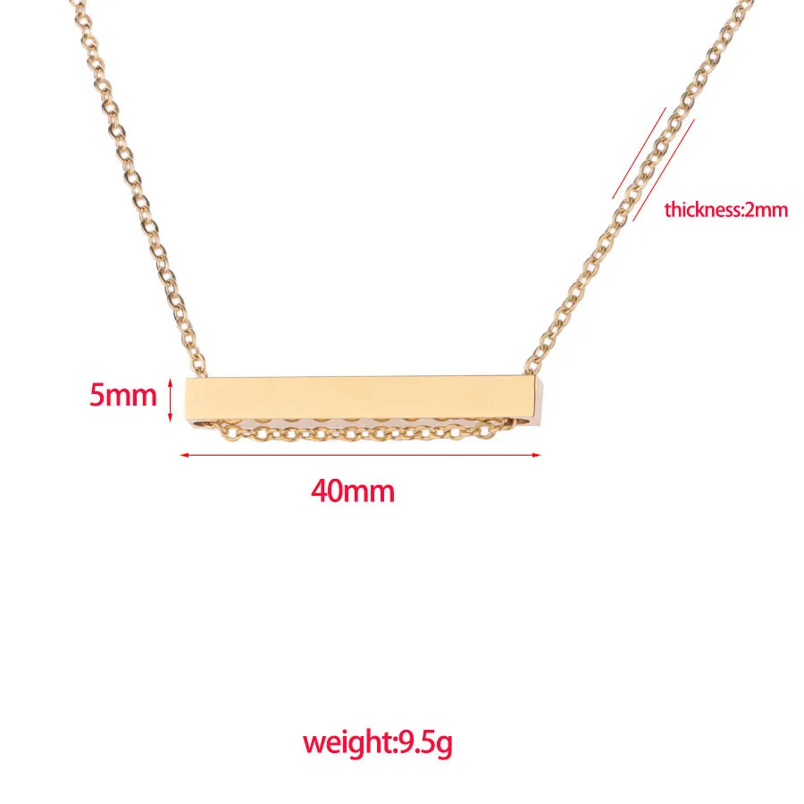 Personalised Slim Bar Necklace, Custom Horizontal Bar Chain Pendant, Engraved Gold Silver Trending Bar Necklace Gift for Her