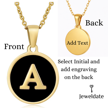 Personalised Gold and Black Initial Necklace, Custom Necklace