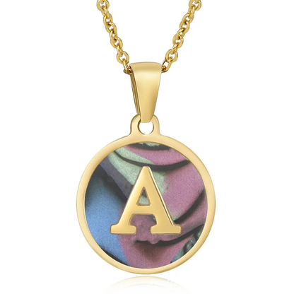 Personalised 18k Gold Plated Initial Inlay Pendant Necklace
