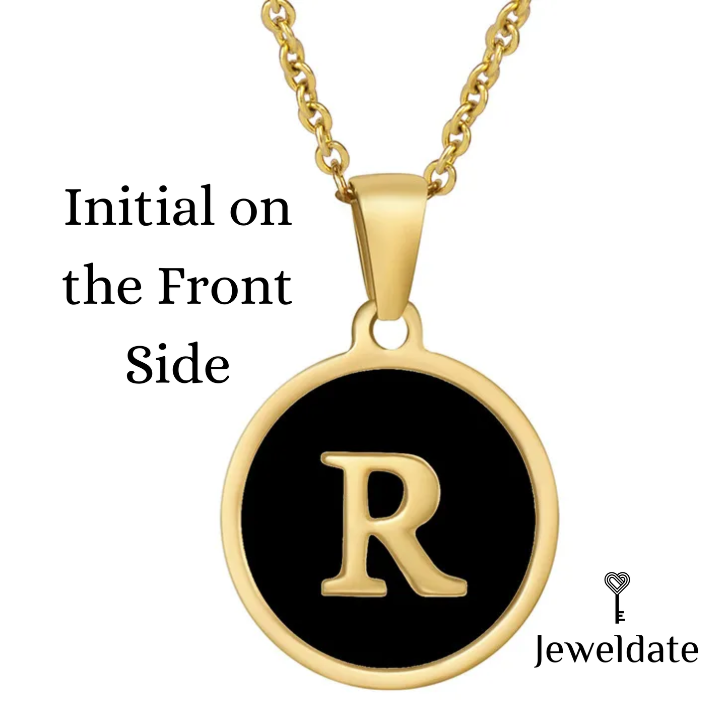 Personalised Gold and Black Initial Necklace, Custom Necklace