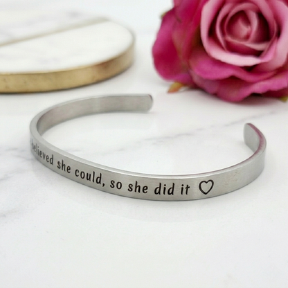 Personalised Bangle, Engraved Adjustable Bangle Name Date Message Gift Jewellery