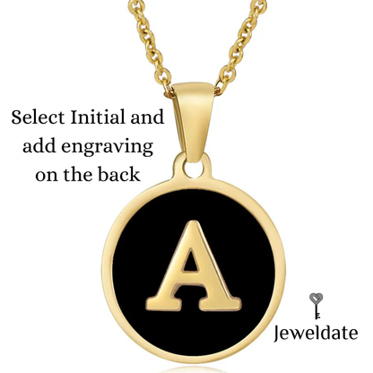 Personalised Gold and Black Initial Necklace, Custom Necklace