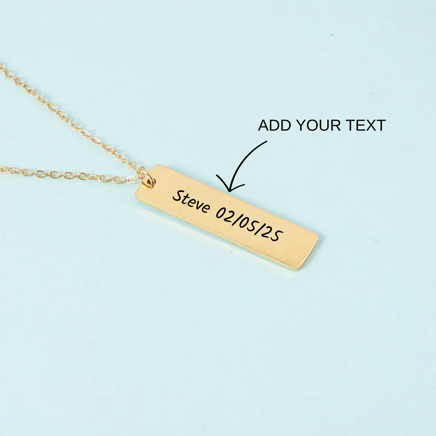 Customised Rectangle Pendant, Personalised Vertical Pendant, Engraveable Gold Silver Pendant Necklace For Men and Women