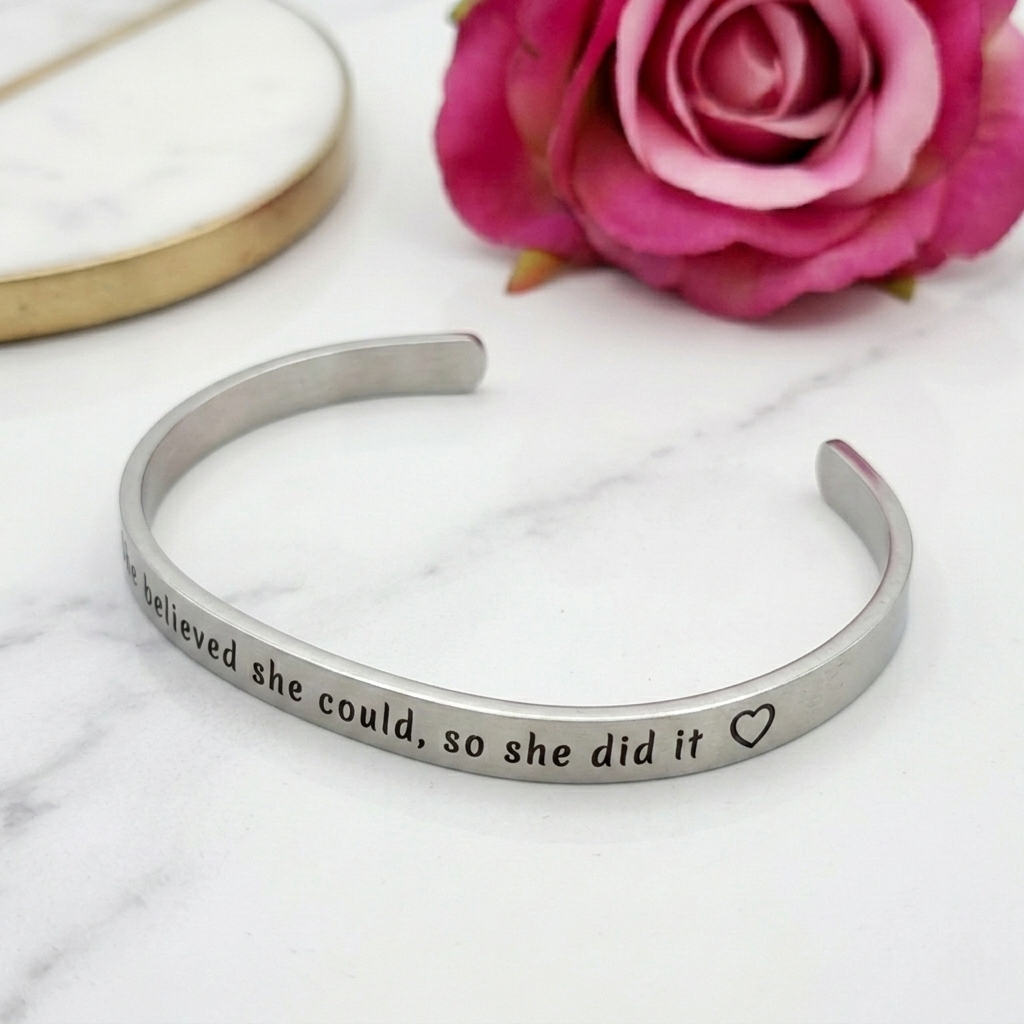 Personalised Bangle, Engraved Adjustable Bangle Name Date Message Gift Jewellery
